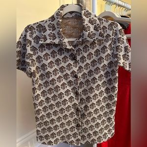 Vintage Mushroom Button Down Short Sleeve Shirt